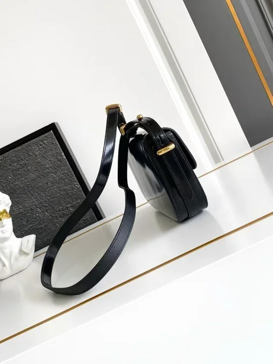 Prada Classic Triangle Shoulder Bag Black Calfskin Flip Cover - Picture 3 of 5